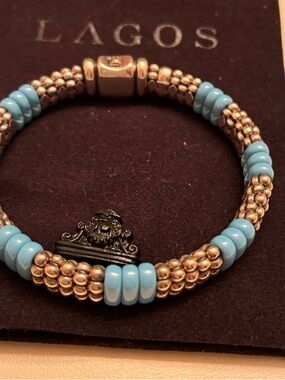 LAGOS Turquoise and Silver Beaded Bracelet